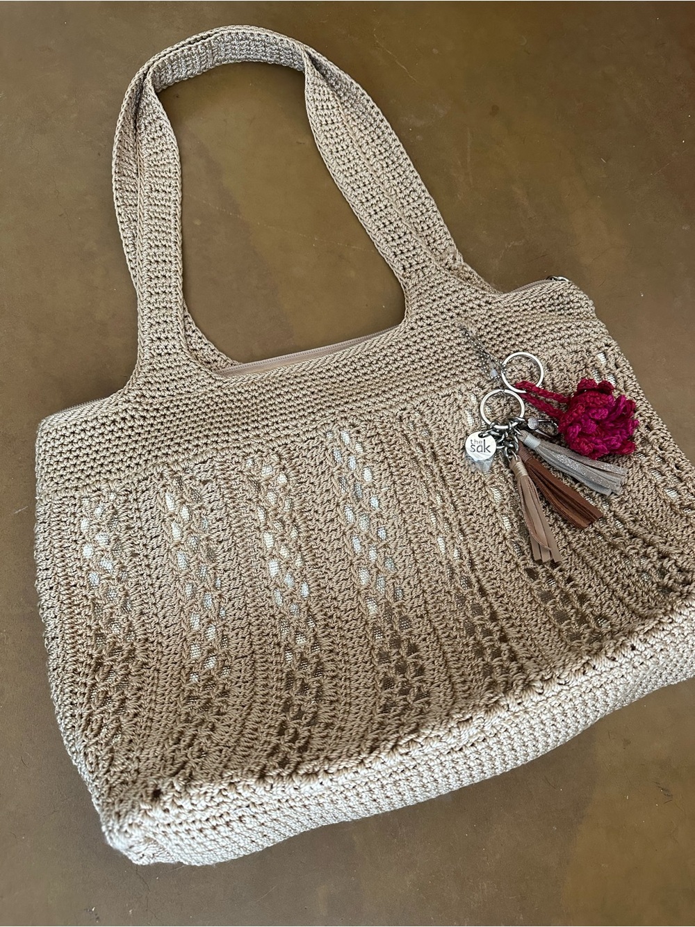 The Sak Hand-Crocheted Sola Carryall Tote - Bamboo with Gold - Picture 9 of 10